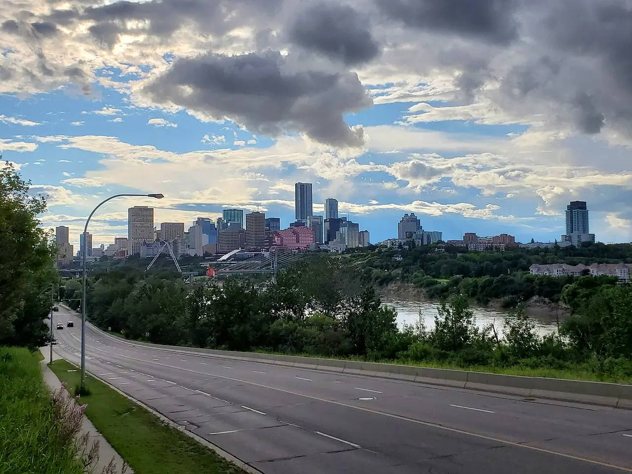 Edmonton skyline beyond the river valley