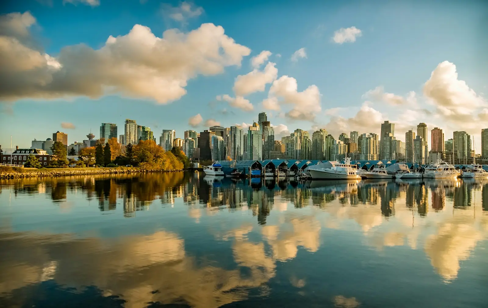 Vancouver skyline reflected in the harbour